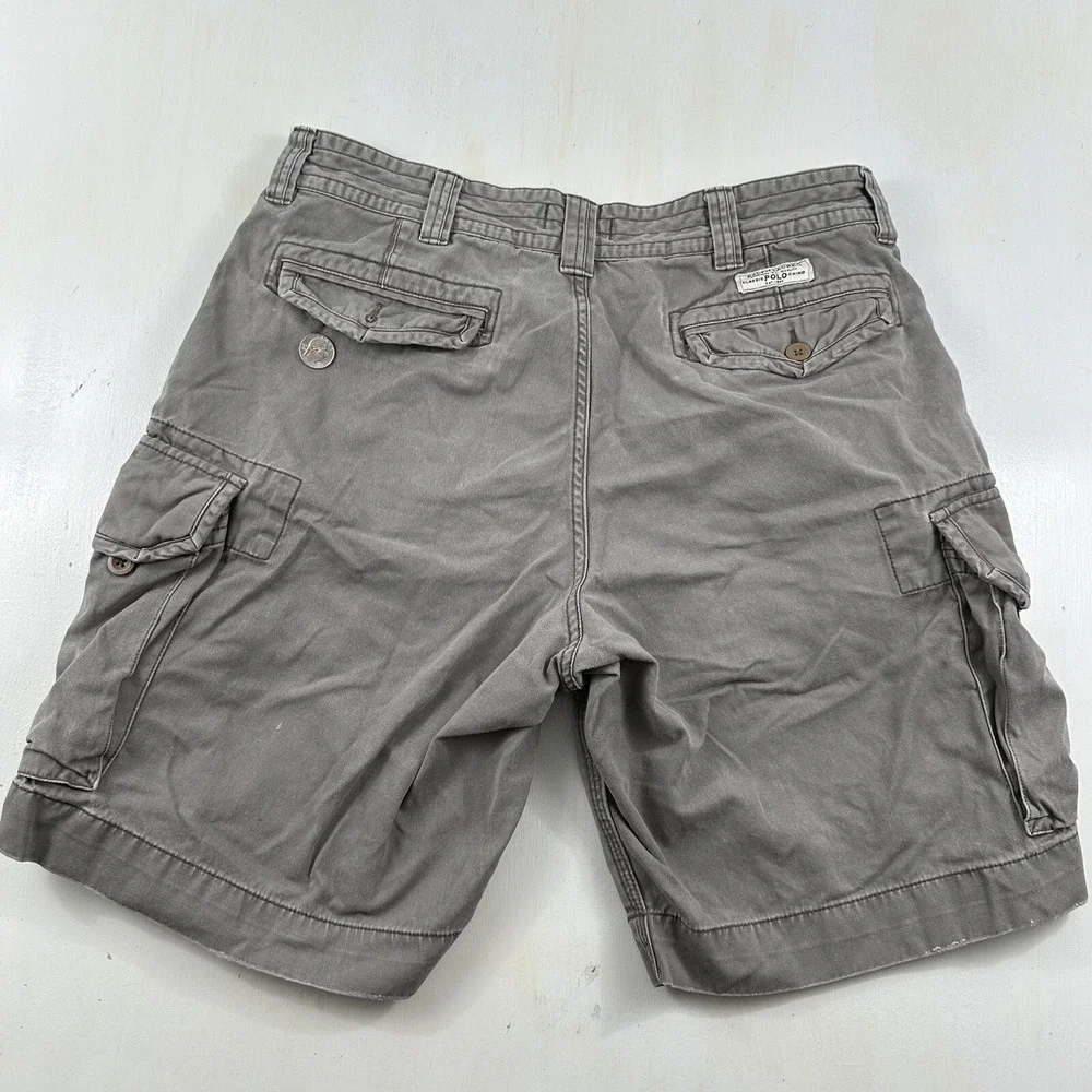 Polo Ralph Lauren Men Actual 35 Cargo Shorts Gray Military Baggy Army Grunge Y2K